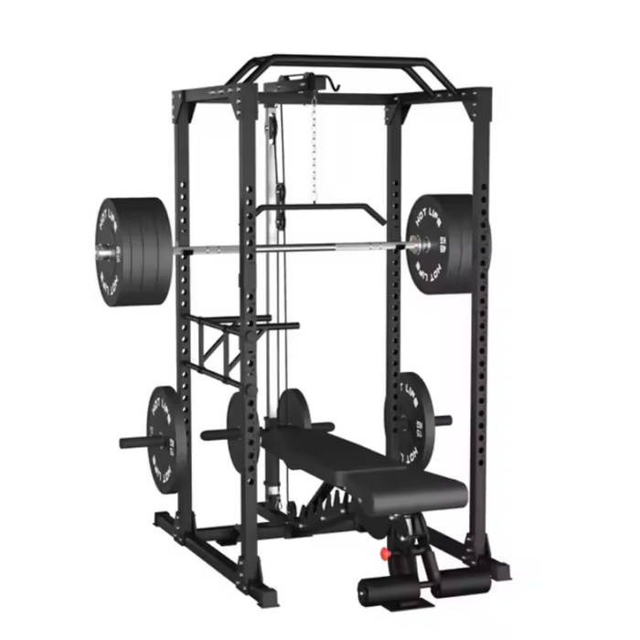 Deluxe Squat Rack with Adjustable Bench
